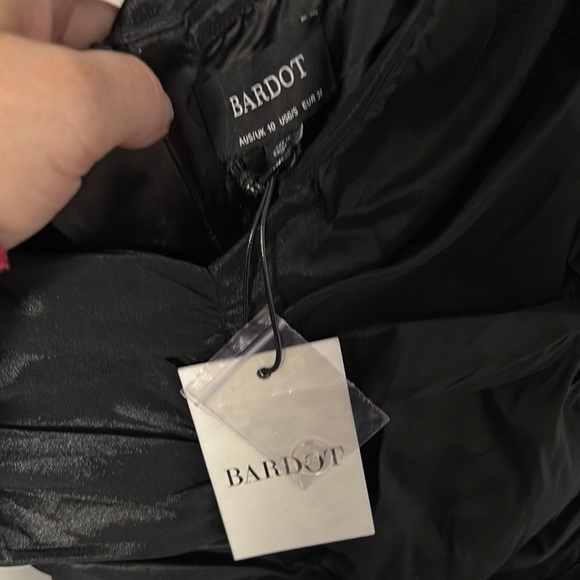 NWT Revolve Bardot Black Ruched Bodycon Mini Dress - Picture 7 of 10